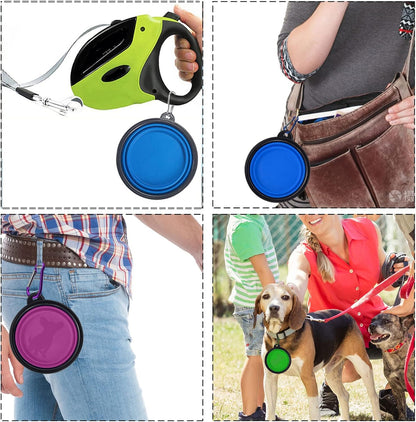 4 Pack Collapsible Dog Bowl Portable Foldable Travel Pets Bowls Cats Water Feeding Food Bowls Silicone Expandable Cup Dish Puppies for Walking Camping Outdoors with Carabiner Clip