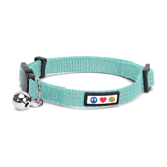 Reflective Cat Collar with Safety Buckle and Removable Bell Cat Collar Kitten Collar Teal Cat Collar