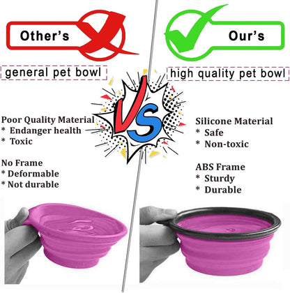 4 Pack Collapsible Dog Bowl Portable Foldable Travel Pets Bowls Cats Water Feeding Food Bowls Silicone Expandable Cup Dish Puppies for Walking Camping Outdoors with Carabiner Clip